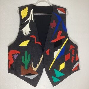 Handmade Vest Southwestern Appliqués M/L